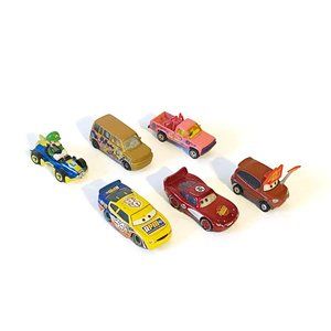 Lot of 6 Collectible Toy Cars - Disney Cars, Spongebob Square & Nintendo Luigi